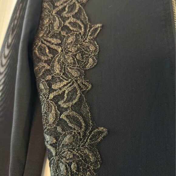 BEBE | Evening Dress w/ Sheer Sleeves | Black and Gold |  XS - Picture 9 of 11